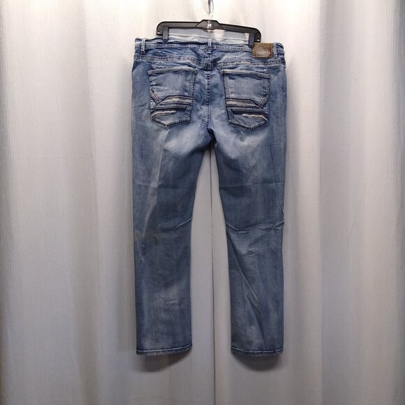 Axe & Crown Slim Straight Jeans Scratchy Seven-Pockets Vintage Wash Tag: W42 L32 - Picture 2 of 13